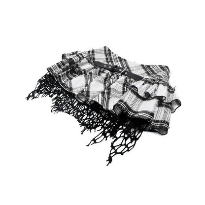 Dark in Love Punk Skirt Quinn Black and White Checked Asymmetrical - QHA UK