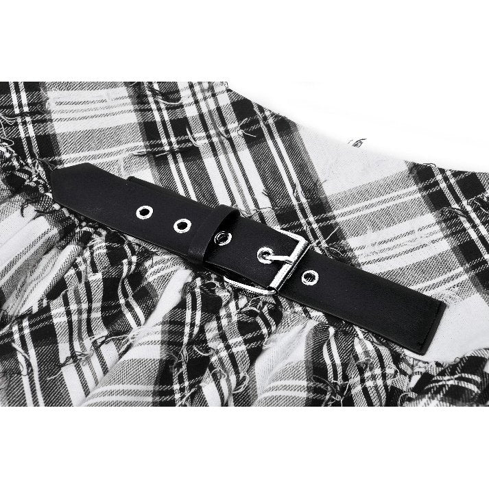 Dark in Love Punk Skirt Quinn Black and White Checked Asymmetrical - QHA UK