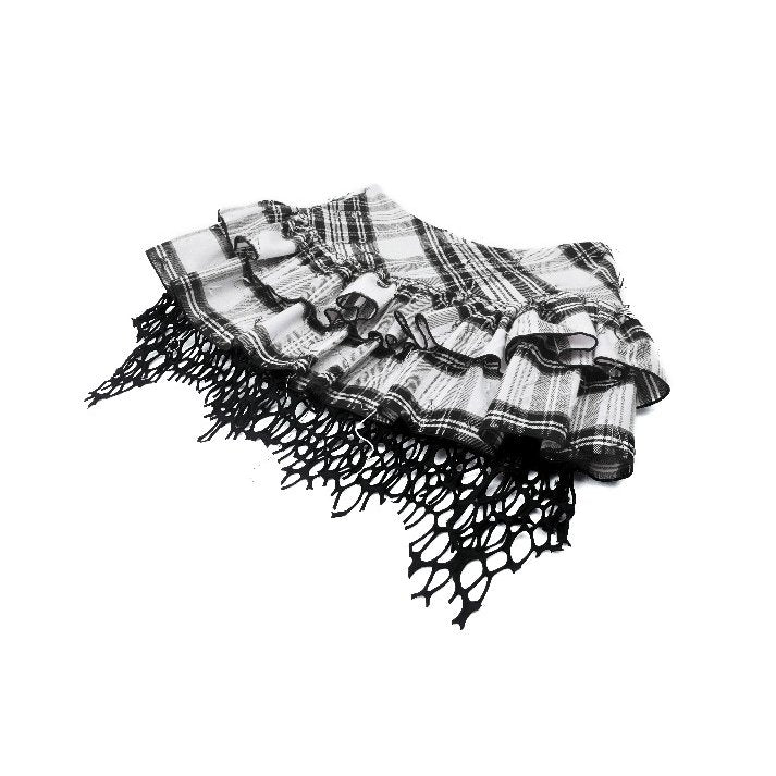 Dark in Love Punk Skirt Quinn Black and White Checked Asymmetrical - QHA UK