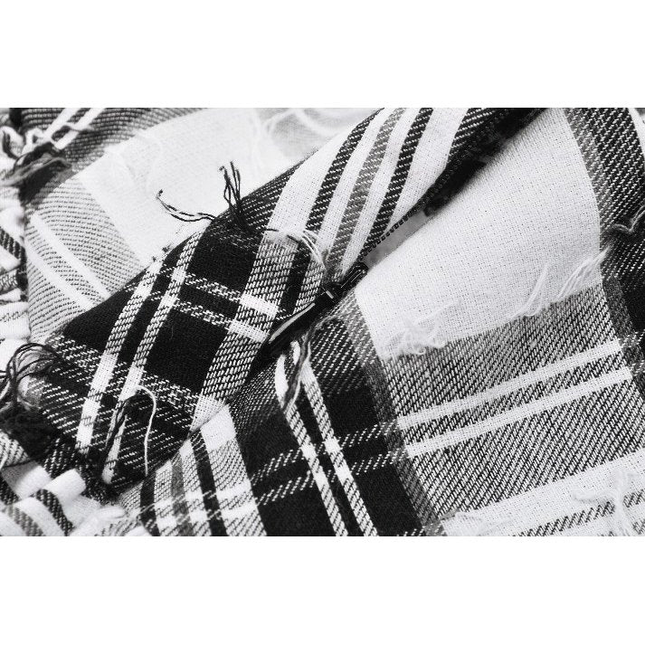 Dark in Love Punk Skirt Quinn Black and White Checked Asymmetrical - QHA UK