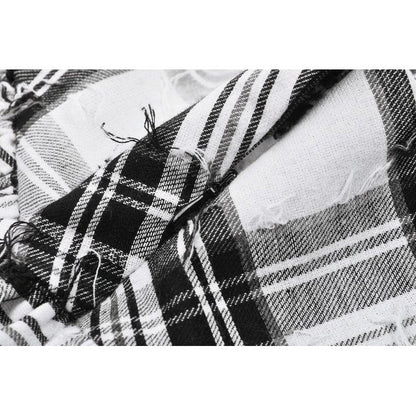 Dark in Love Punk Skirt Quinn Black and White Checked Asymmetrical - QHA UK