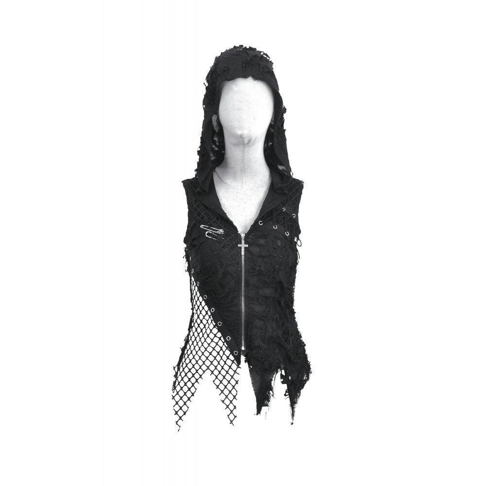 Dark in Love Women's Punk Hoodie Rebel Asymmetric Hooded Top UK 8-22 - QHA UK