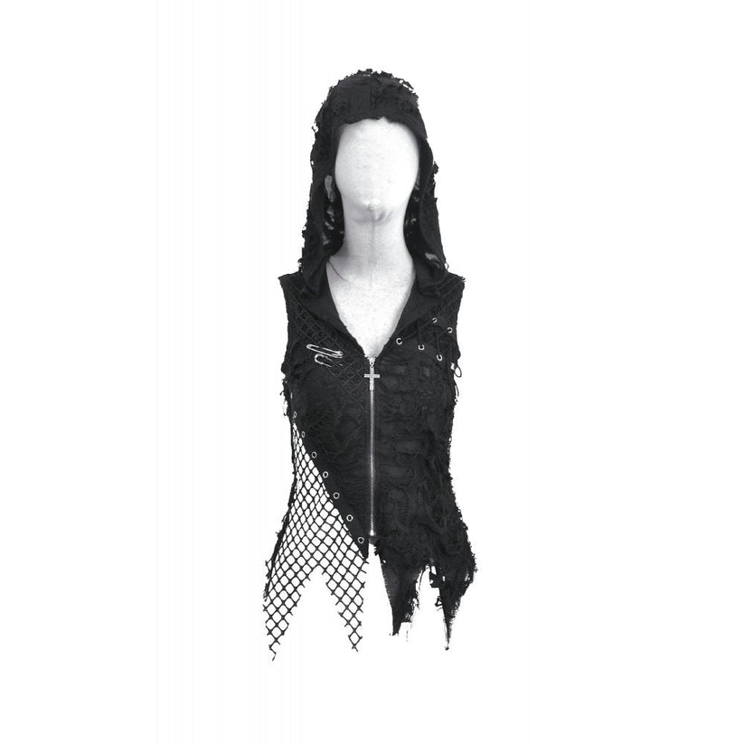 Dark in Love Women's Punk Hoodie Rebel Asymmetric Hooded Top UK 8-22 - QHA UK