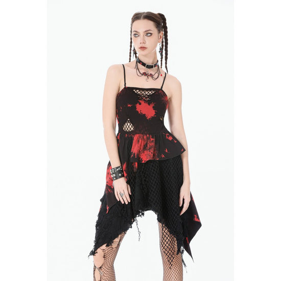 Dark in Love Punk Dress Red-Black Tie Dye UK 8-18 - QHA UK