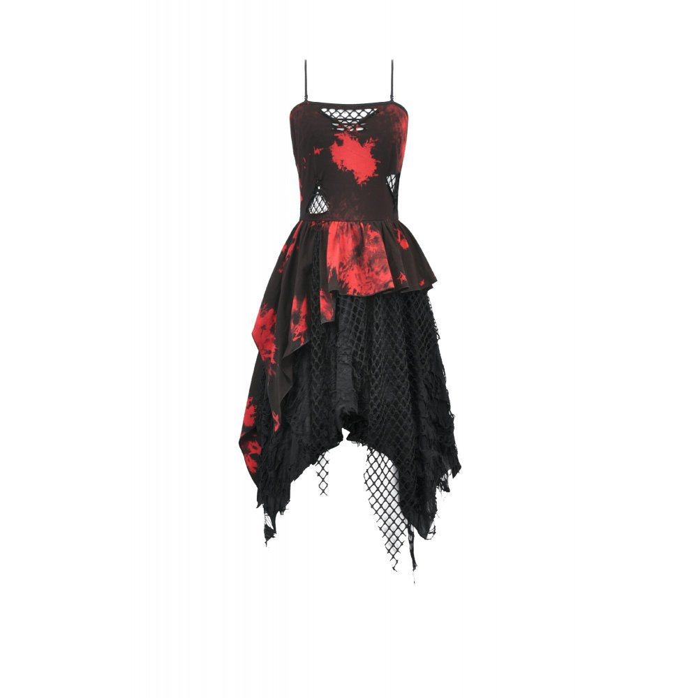 Dark in Love Punk Dress Red-Black Tie Dye UK 8-18 - QHA UK