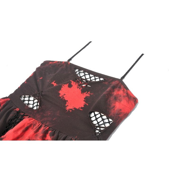 Dark in Love Punk Dress Red-Black Tie Dye UK 8-18 - QHA UK