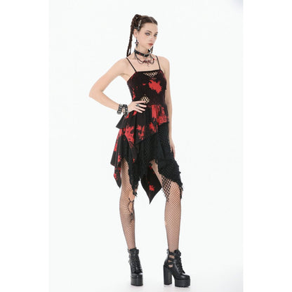 Dark in Love Punk Dress Red-Black Tie Dye UK 8-18 - QHA UK
