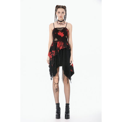 Dark in Love Punk Dress Red-Black Tie Dye UK 8-18 - QHA UK