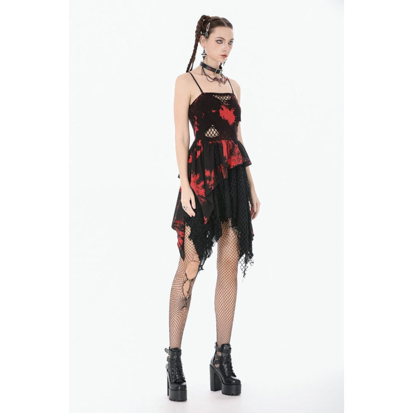 Dark in Love Punk Dress Red-Black Tie Dye UK 8-18 - QHA UK