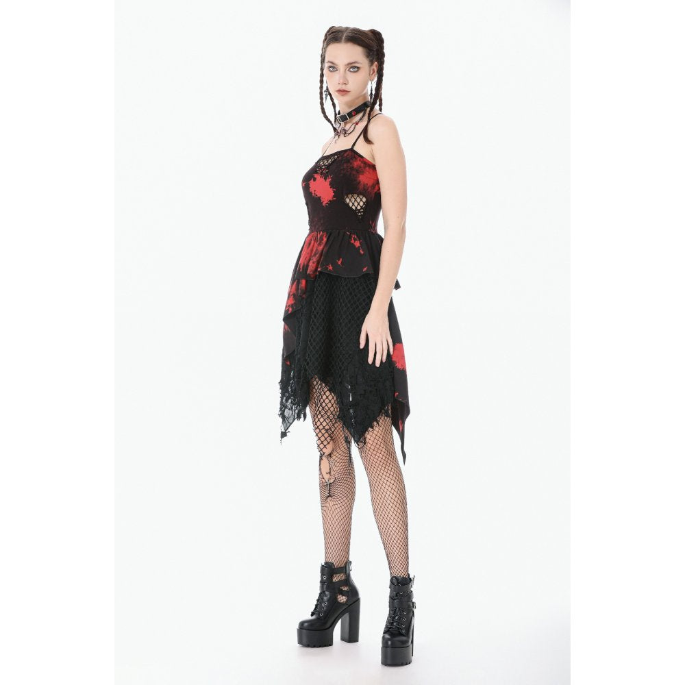 Dark in Love Punk Dress Red-Black Tie Dye UK 8-18 - QHA UK