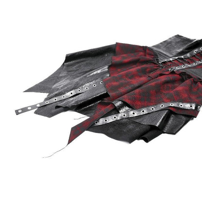 Dark in Love Punk Dress Red Tartan Corset with Handkerchief Skirt - QHA UK