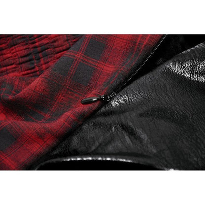 Dark in Love Punk Dress Red Tartan Corset with Handkerchief Skirt - QHA UK