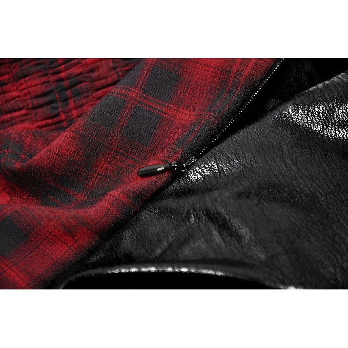 Dark in Love Punk Dress Red Tartan Corset with Handkerchief Skirt - QHA UK