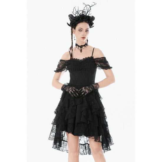 Dark in Love Romantic Gothic High-Low Dress Lace Layered UK 8-18 - QHA UK