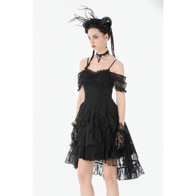 Dark in Love Romantic Gothic High-Low Dress Lace Layered UK 8-18 - QHA UK