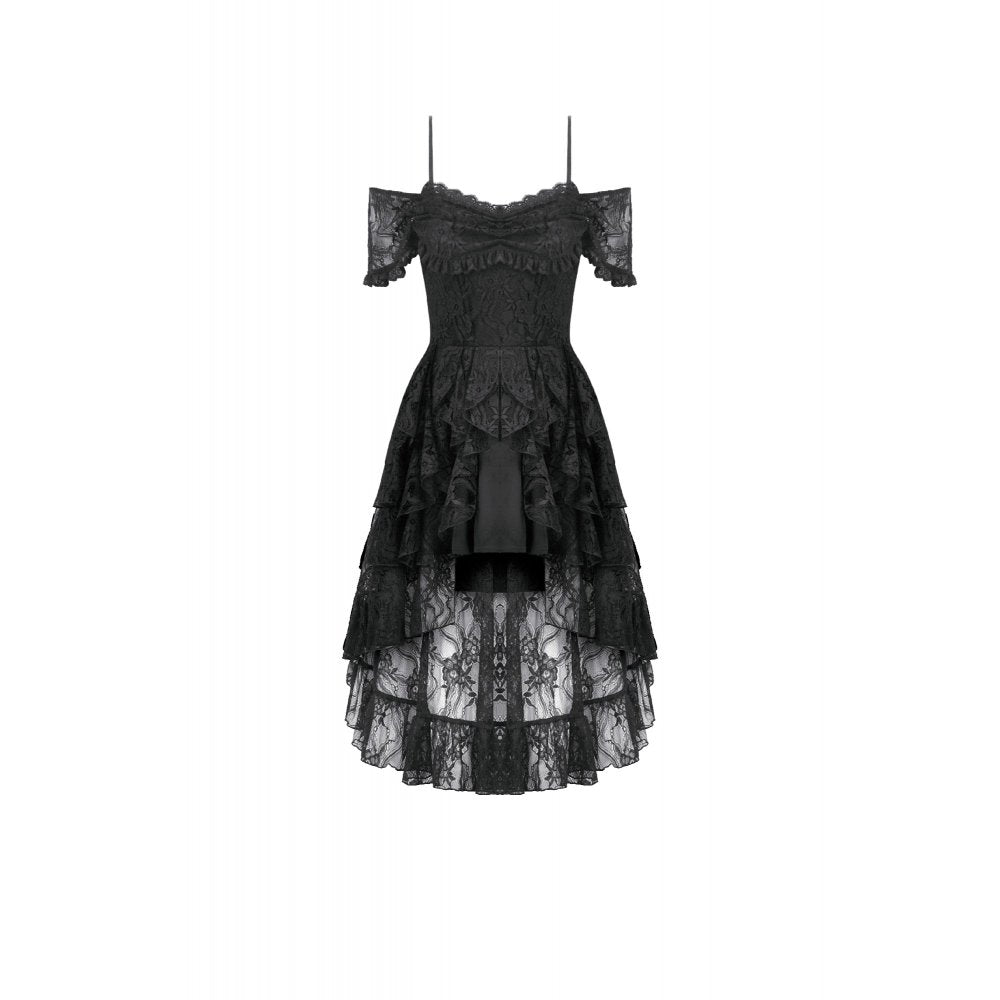 Dark in Love Romantic Gothic High-Low Dress Lace Layered UK 8-18 - QHA UK
