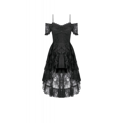 Dark in Love Romantic Gothic High-Low Dress Lace Layered UK 8-18 - QHA UK