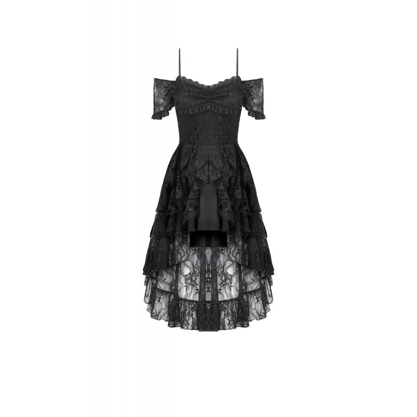 Dark in Love Romantic Gothic High-Low Dress Lace Layered UK 8-18 - QHA UK