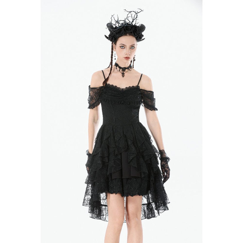 Dark in Love Romantic Gothic High-Low Dress Lace Layered UK 8-18 - QHA UK