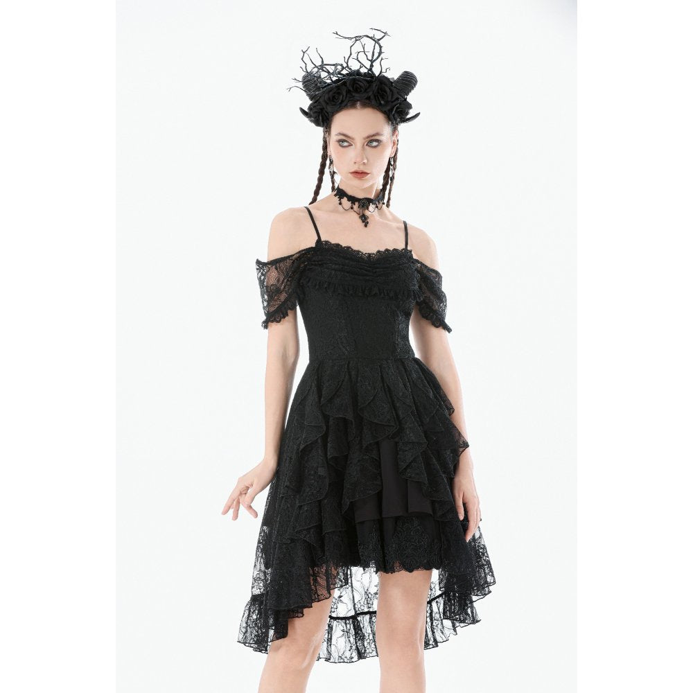 Dark in Love Romantic Gothic High-Low Dress Lace Layered UK 8-18 - QHA UK
