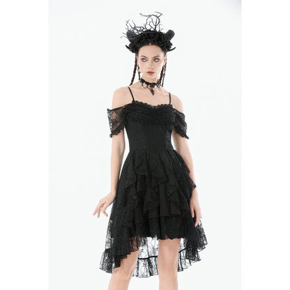 Dark in Love Romantic Gothic High-Low Dress Lace Layered UK 8-18 - QHA UK
