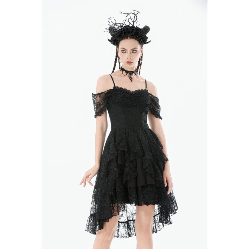 Dark in Love Romantic Gothic High-Low Dress Lace Layered UK 8-18 - QHA UK