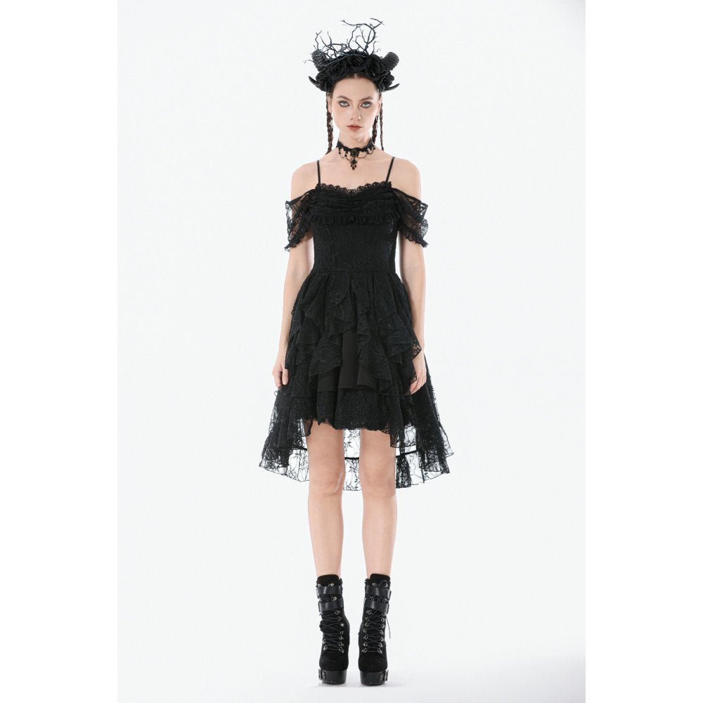 Dark in Love Romantic Gothic High-Low Dress Lace Layered UK 8-18 - QHA UK