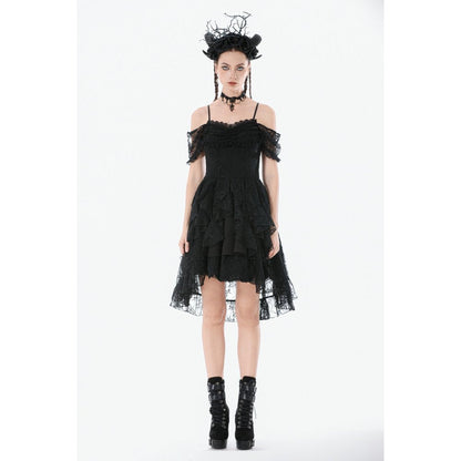 Dark in Love Romantic Gothic High-Low Dress Lace Layered UK 8-18 - QHA UK