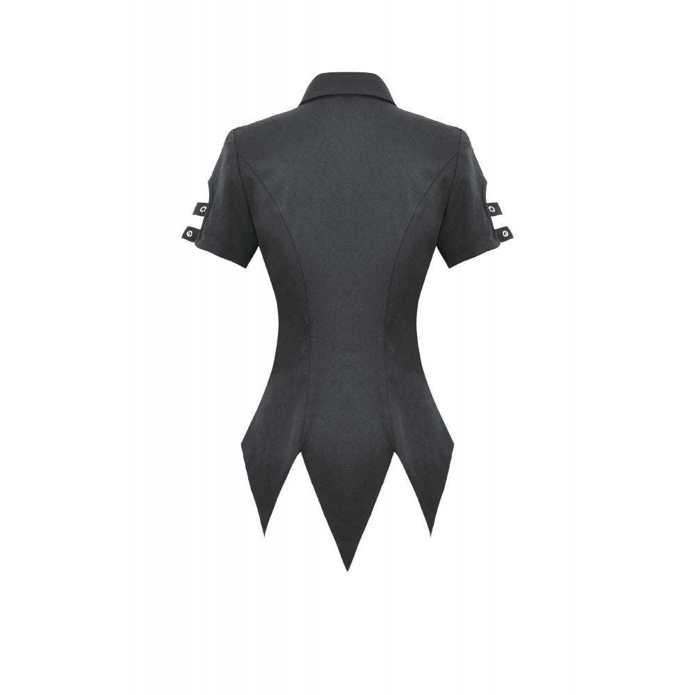 Dark in Love Women's Gothic Shirt Ruptured Lace-Up D-Ring Hardware - QHA UK
