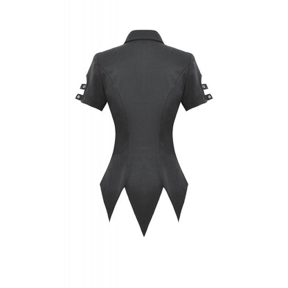 Dark in Love Women's Gothic Shirt Ruptured Lace-Up D-Ring Hardware - QHA UK
