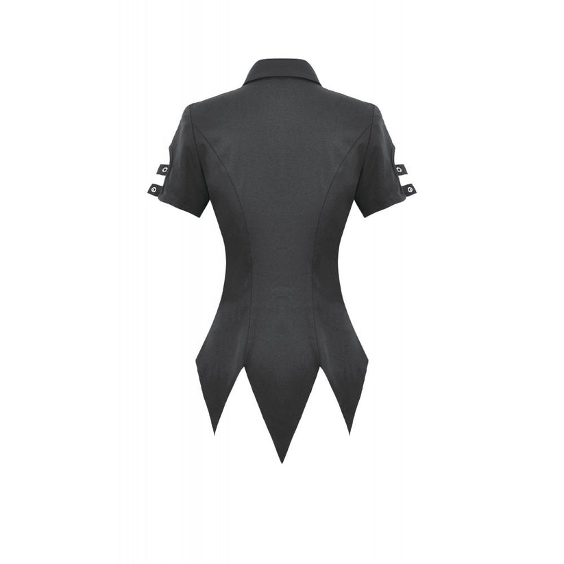 Dark in Love Women's Gothic Shirt Ruptured Lace-Up D-Ring Hardware - QHA UK
