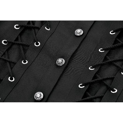Dark in Love Women's Gothic Shirt Ruptured Lace-Up D-Ring Hardware - QHA UK