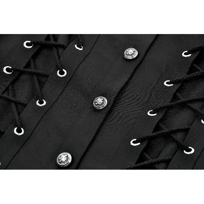Dark in Love Women's Gothic Shirt Ruptured Lace-Up D-Ring Hardware - QHA UK