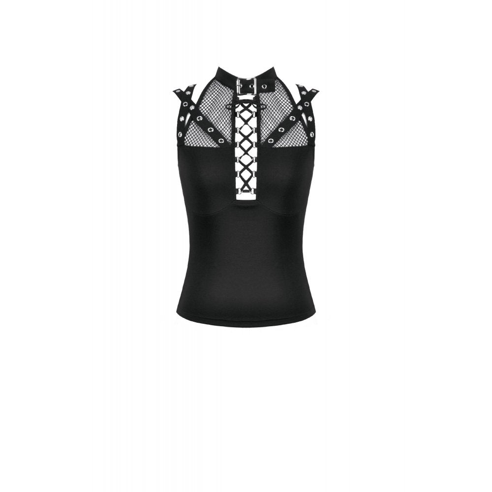Dark in Love Women's Gothic Vest Top Ruth Mesh Strap Sleeveless - QHA UK