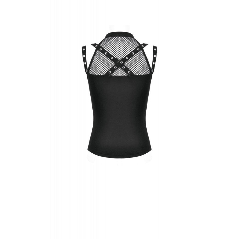 Dark in Love Women's Gothic Vest Top Ruth Mesh Strap Sleeveless - QHA UK