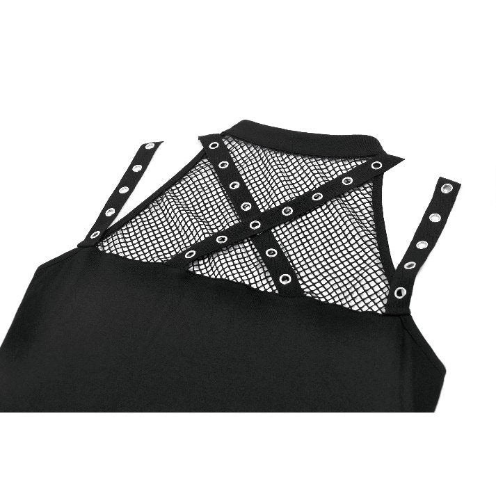 Dark in Love Women's Gothic Vest Top Ruth Mesh Strap Sleeveless - QHA UK
