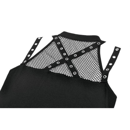Dark in Love Women's Gothic Vest Top Ruth Mesh Strap Sleeveless - QHA UK