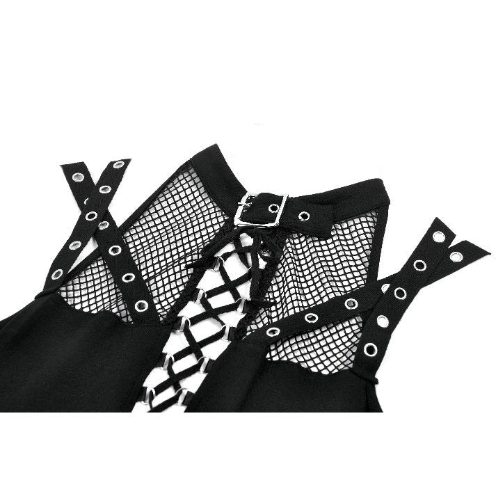 Dark in Love Women's Gothic Vest Top Ruth Mesh Strap Sleeveless - QHA UK