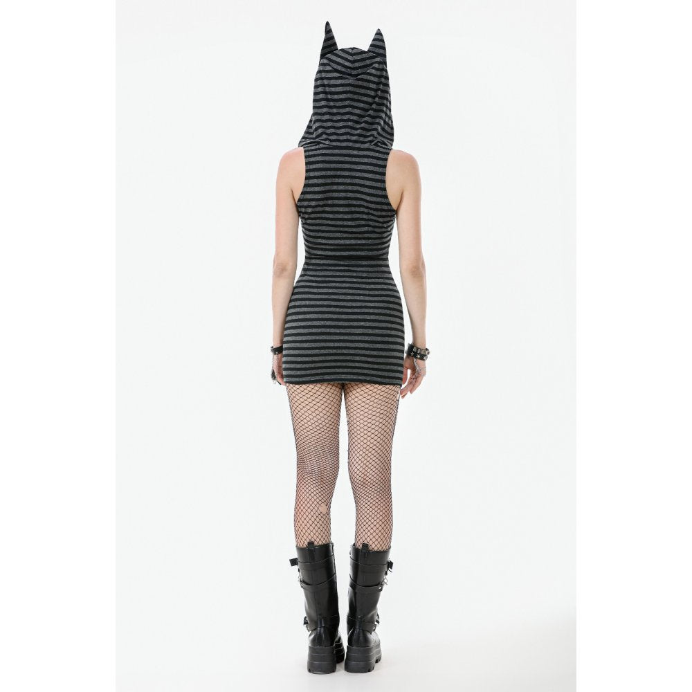 Dark in Love Dress Salem Striped Cat Ear Hoodie UK 8-22 - QHA UK