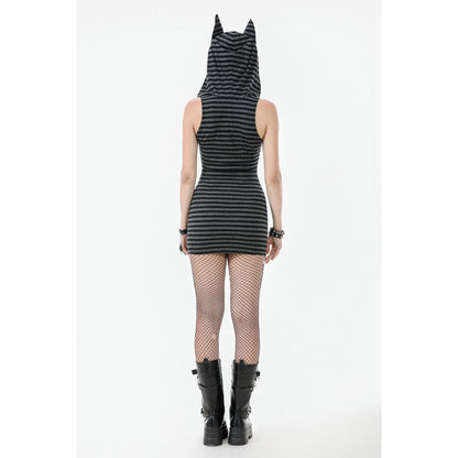 Dark in Love Dress Salem Striped Cat Ear Hoodie UK 8-22 - QHA UK