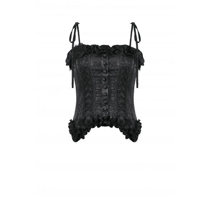 Dark in Love Women's Corset Top Selene Ruffled Floral Jacquard UK 8-18 - QHA UK