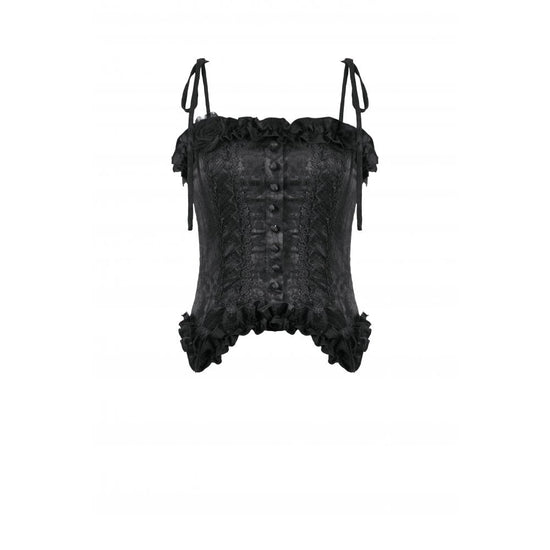 Dark in Love Women's Corset Top Selene Ruffled Floral Jacquard UK 8-18 - QHA UK