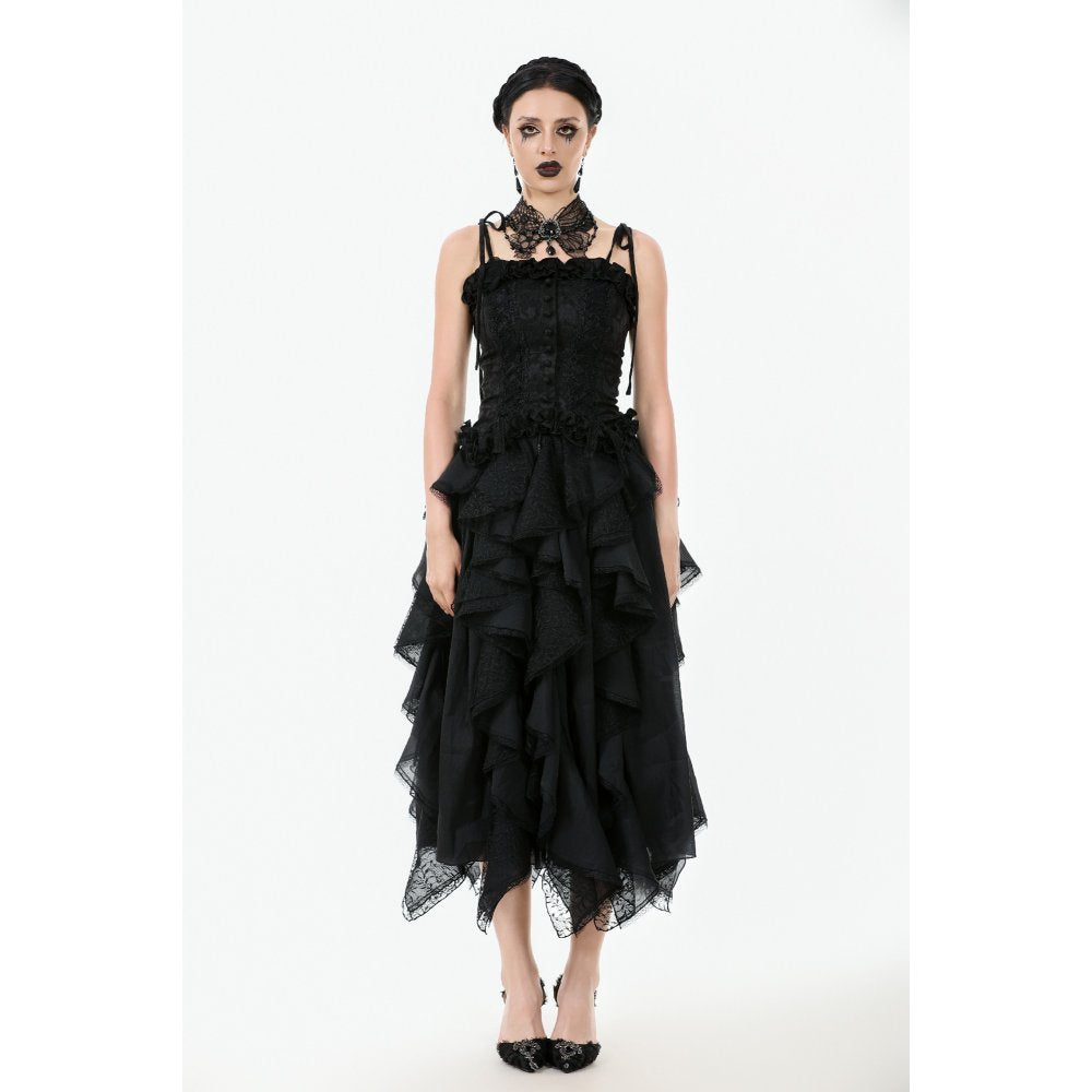 Dark in Love Women's Corset Top Selene Ruffled Floral Jacquard UK 8-18 - QHA UK