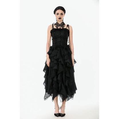 Dark in Love Women's Corset Top Selene Ruffled Floral Jacquard UK 8-18 - QHA UK