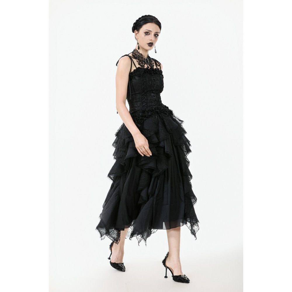Dark in Love Women's Corset Top Selene Ruffled Floral Jacquard UK 8-18 - QHA UK