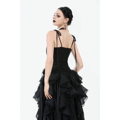 Dark in Love Women's Corset Top Selene Ruffled Floral Jacquard UK 8-18 - QHA UK