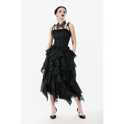 Dark in Love Women's Corset Top Selene Ruffled Floral Jacquard UK 8-18 - QHA UK