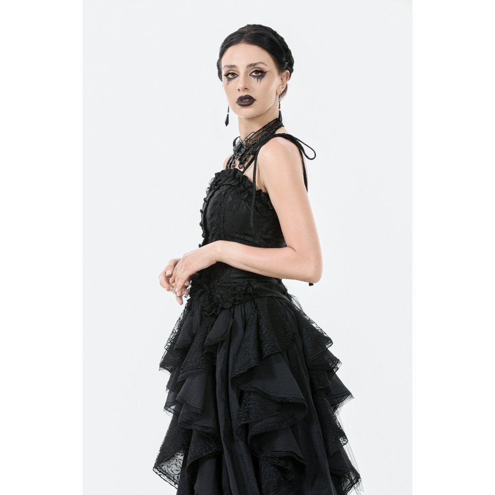 Dark in Love Women's Corset Top Selene Ruffled Floral Jacquard UK 8-18 - QHA UK