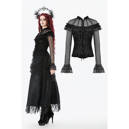 Dark in Love Women's Gothic Blouse Seraphina UK 8-18 - QHA UK