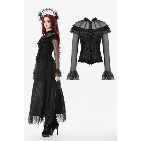 Dark in Love Women's Gothic Blouse Seraphina UK 8-18 - QHA UK